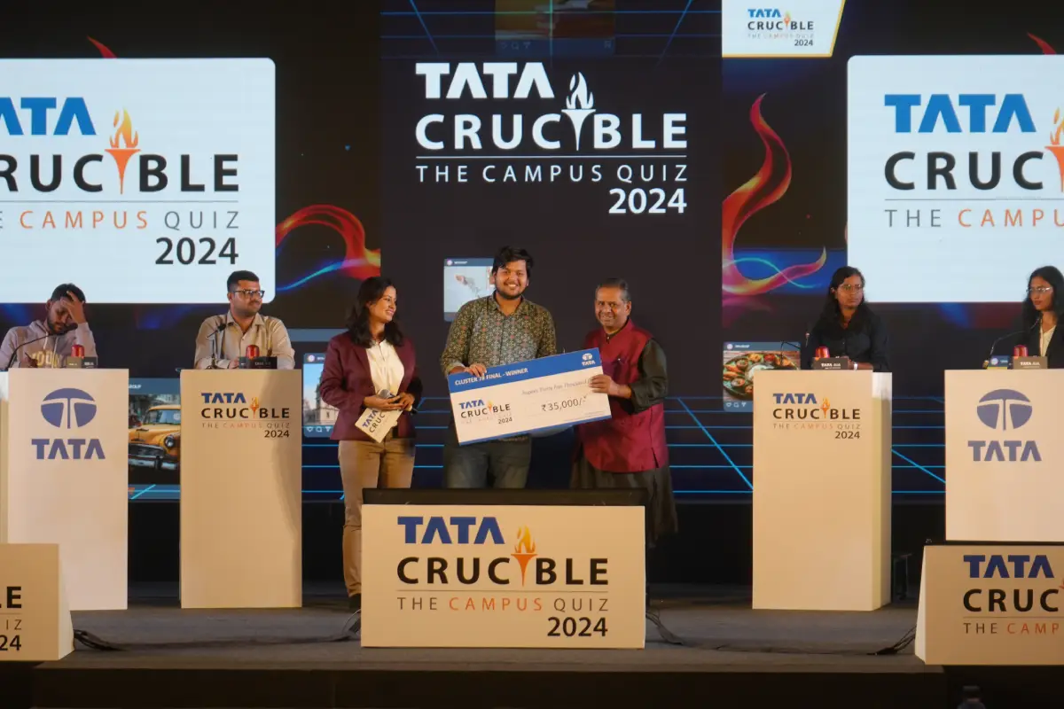 Piyush Kedia triumphs at the Tata Crucible Campus Quiz 2024—West Bengal Cluster Finals Piyush Kedia triumphs at the Tata Crucible Campus Quiz 2024—West Bengal Cluster Finals