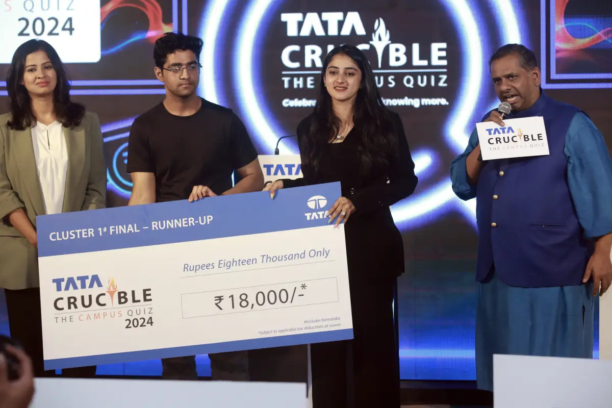 Nikunj Sharma triumphs at the Tata Crucible Campus Quiz 2024—Karnataka Cluster Finals Nikunj Sharma triumphs at the Tata Crucible Campus Quiz 2024—Karnataka Cluster Finals