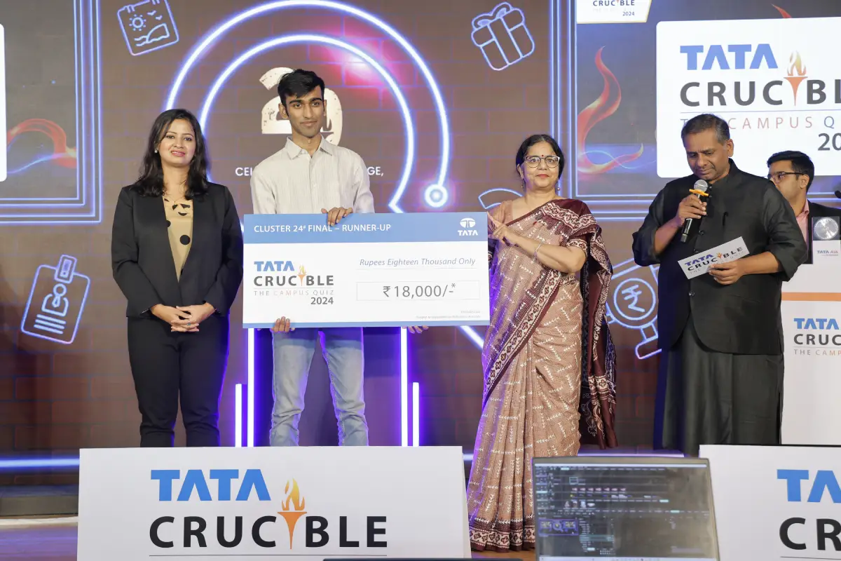 Aman Kathuria triumphs at the Tata Crucible Campus Quiz 2024—Maharashtra Cluster Finals Aman Kathuria triumphs at the Tata Crucible Campus Quiz 2024—Maharashtra Cluster Finals
